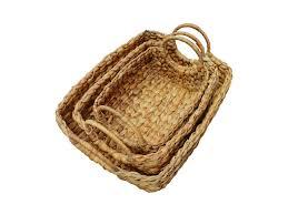 Wicker Basket with Handles Natural Brown 4  PRS 21x15 18x12 15x10 12x8