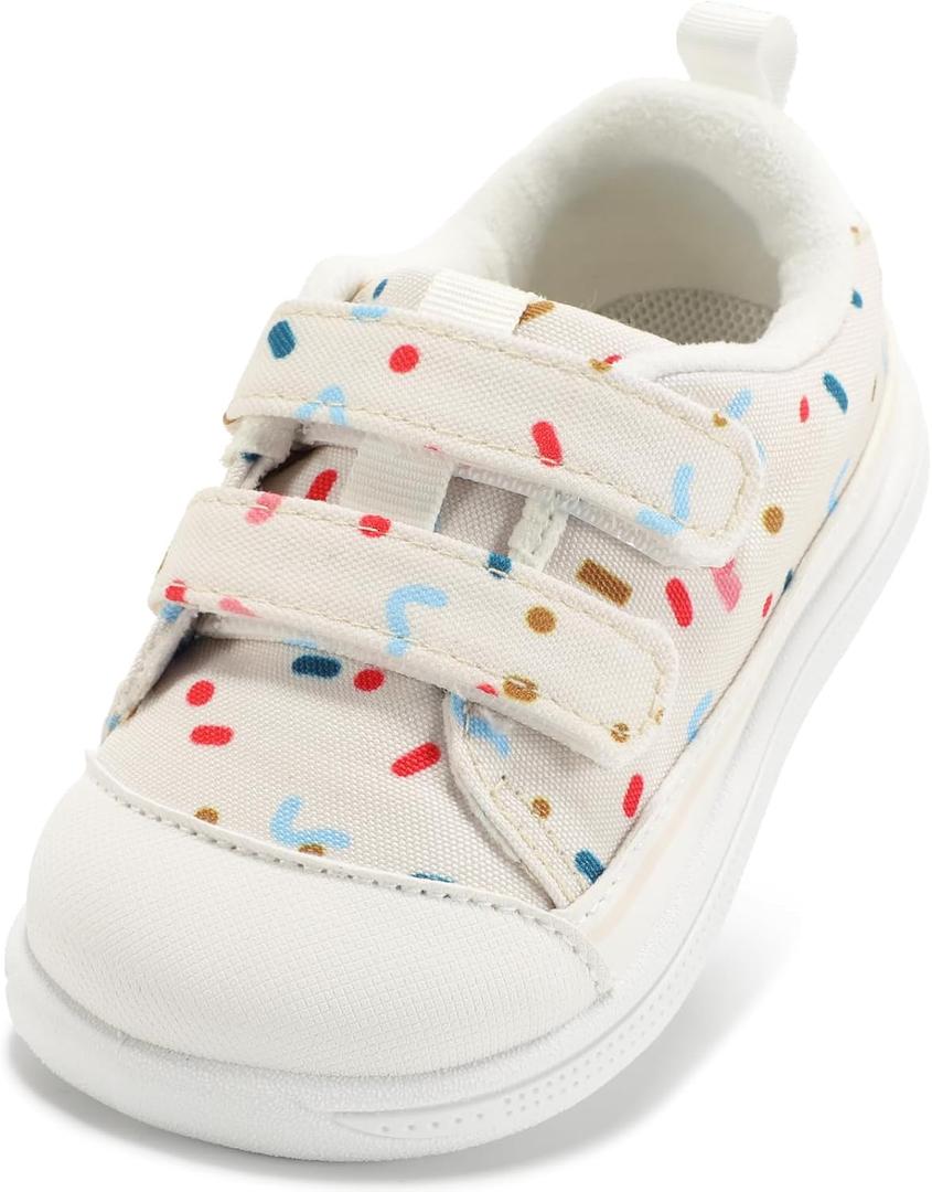 STQ KIDS Toddler Boys & Girls Shoes Wide Toe Box Barefoot Kids Canvas Sneakers with Hook-and-Loop Size: 7 Wide Toddler