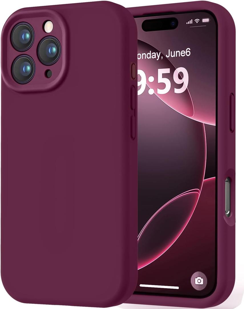 LOVE 3000 Designed for iPhone 16 Pro Max Case, Premium Silicone with [Soft Anti-Scratch Microfiber Lining] Shockproof Protective Phone Case for Men Women Girls 6.9", WineRed