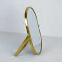 Tstarer Oval Vanity Mirror with Stand, Gold Metal Frame, Tabletop Makeup Mirror (Gold, 7.1 x 11 inches)