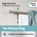 Maytex Easy Install Caf Window Curtain Rod, No Measuring Needed, 48" - 120", with Decorative Round Finials, Brushed Nickel