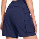 MAGCOMSEN Women's 7" Hiking Cargo Shorts Quick Dry Lightweight Golf Athletic Summer Outdoor Shorts with 4 Pockets (Blue, XXL)