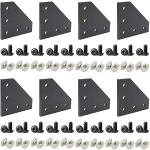 8 Sets 10 Series Aluminum Extrusion Profiles Corner Brackets 1010 90Deg Right Angle Black L Connectors wtih T Slot Nuts and Bolts for 1" x 1" 1 Inch 10/10 Slot Extruded Aluminum Connect 8 Sets 10 Series Aluminum Extrusion Profiles Corner Brackets 1010 90Deg Right Angle Black L Connectors wtih T Slot Nuts and Bolts for 1" x 1" 1 Inch 10/10 Slot Extruded Aluminum Connect