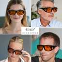 Eyekepper 100% Blue Light Reduction,Huge Fitover Anti-Blue Blocking Computer Eyeglasses with Extra Amber Lenses, Black (1806-black-100% Blue Light Blocking, 0.0 x)