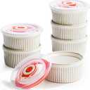 Getstar Creme Brulee Ramekins, 4oz Small Ceramic Baking Dish Set of 6, Oven Safe, Dishwasher Safe