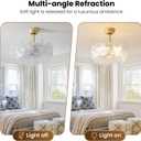 20'' Fandelier Ceiling Fans with Lights, Gold Caged Ceiling Fan with Remote Low Profile, 6 Speed and Gingko Leaf, Modern Semi Flush Mount Ceiling Fan for Bedroom, Living Room, Nursery