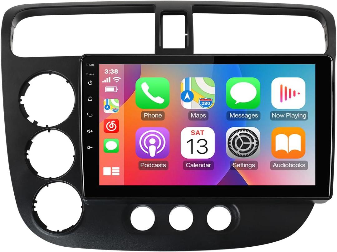 2+32G 9-inch Android 12 Car Stereo for Honda Civic 2000 2001 2002 2003 2004 2005 IPS Touchscreen Screen Car Radio with Carplay & Android Auto Support Backup Camera GPS FM Navi BT SWC