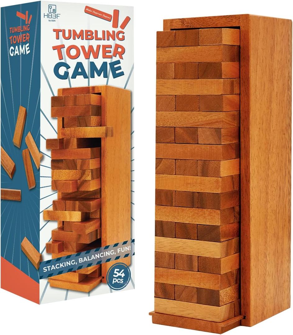 BSIRI Wooden Tumbling Tower Family Game for Kid and Adult and Classic Stacking Party Block for Challenging Your Skills Wood Stack Towers Wooden Board Kids Games for Adults