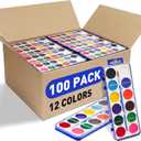 100 Pack Watercolor Paint Set for Kids, 12 Colors Watercolors Paints with Paint Brush, Kids Watercolor Paint Set for Party Favor, Classroom,School Supplies.