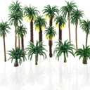 16 Pieces Plastic Model Tropical Coconut Palm Tree Cake Topper Diorama Trees for Model Train Railway Fairy Garden
