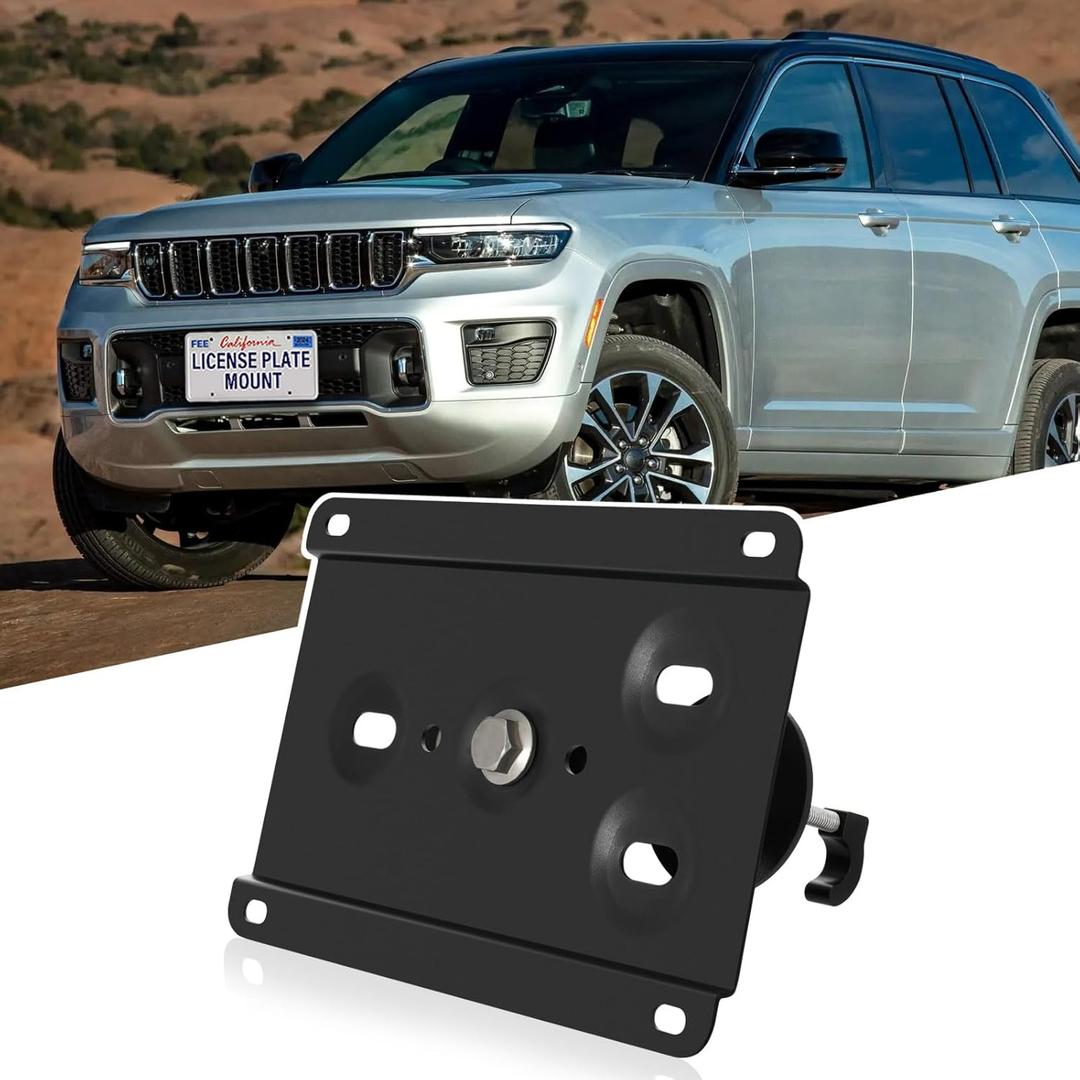 No Drill Front License Frame Compatible with Jeep Grand Cherokee L 2021-2024 Anti-Theft License Plate Grille Mount Holder Car Tag Covers Rust-Proof, Rattle-Proof Car Accessories