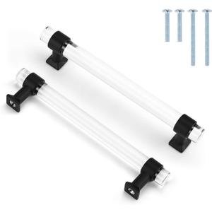 Mengico 5 Pack Acrylic Cabinet Pulls 5 Inch Hole Center Kichen Cabinet Handles Black Matte Lucite Drawer Pulls Morden T Bar Pull Handle