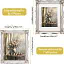 Saysmile 11x14 Vintage Picture Frame with Embossed Flower Design, Silver Ornate Frame for 11x14 or 8x10 Pictures with White Mat, Hand-Crafted Resin Antique Baroque Frames with Hook for Wall Mounting Display(Silver)