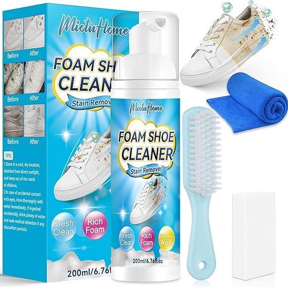Shoe Cleaner, 6.76 Oz Sneaker Cleaner with Shoe Brush, White Shoe Cleaner, Shoe Cleaner Kit for Leather Knit Boots