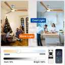 Depuley 52-Inch Ceiling Fans with Lights: Wood 3 Blade Flush Mount Low Profile Ceiling Fan for Bedroom - Dimmable Indoor Outdoor Fan with Remote APP Control Ultra Quiet DC Motor Timer
