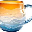 Sea Glass Sundown Mug 12oz - Handcrafted Ocean Wave Design, Textured Coastal Beach Mug for Coffee & Tea, Unique Gift for Ocean & Surf Lovers