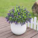 Artificial Boxwood Topiary Ball with Lavender - Set of 2 for Front Porch Decoration,Fake Bushes Potted Plants Faux Greenery Tree UV Resistant for Outdoor Indoor Garden Farmhouse Home Decor (Purple)