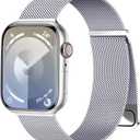 Magnetic Band Compatible for Apple Watch Bands Women Men 40mm 38mm 41mm 42mm 46mm 44mm 45mm 49mm, Stainless Steel Mesh Metal Sport Strap Wristband iWatch Series 11 10 9 8 7 6 5 4 3 2 1 SE Ultra