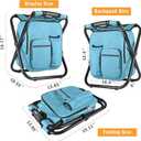 Kikerike Backpack Stool Cooler Chair Heavy Duty 300 LBS Max Load Portable Lightweight Folding Fishing Cooler for Camping Hunting Fishing - Sky Blue