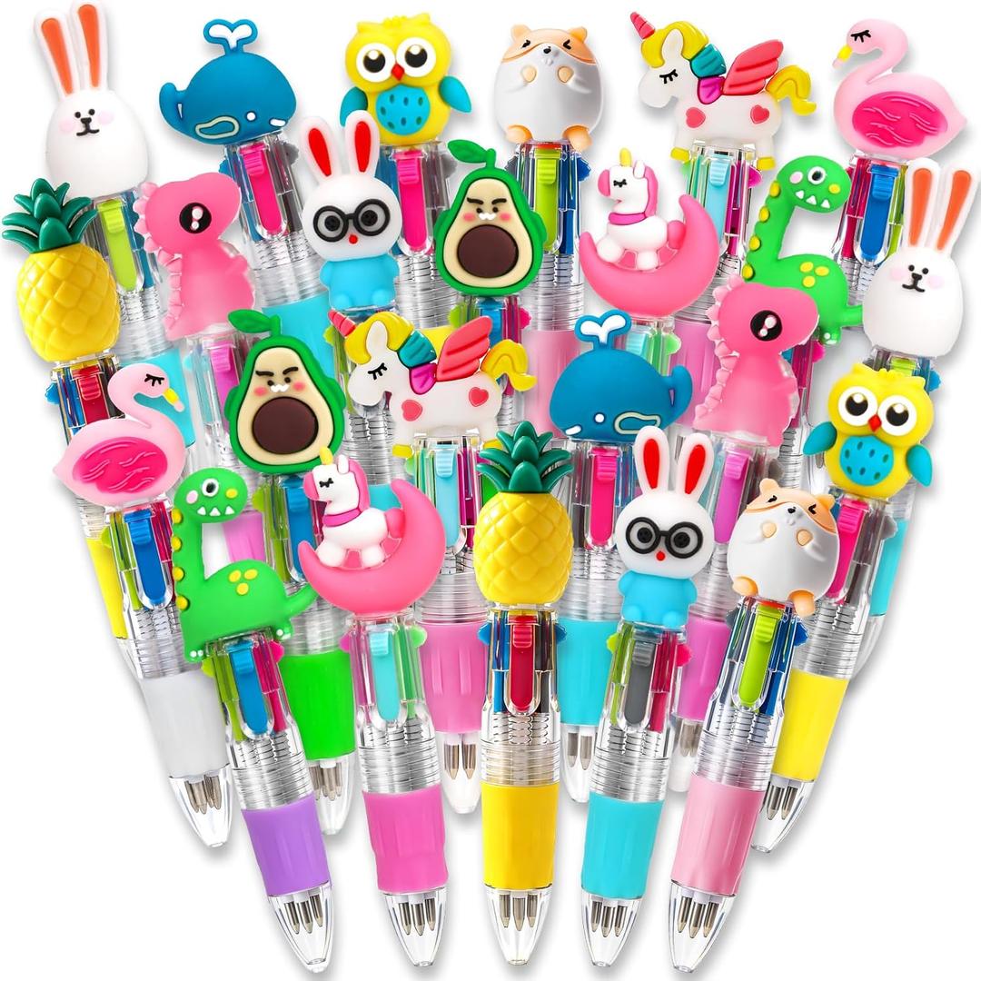 Mini Multicolor Pens in One 4-in-1 Cute Pens Bulk for Kids, Ballpoint Pen for Birthdays and Children's Party Favors Student Gift From Teacher School Supplies Classroom Treasure Box Toys Prizes