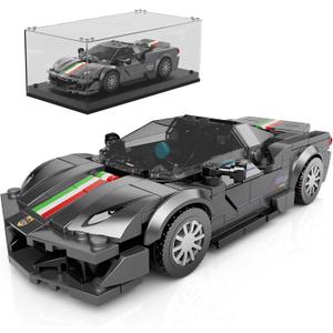 Mould King Speed Champion Car Building Toys with Acrylic Display Case, Model Race Car Toy Building Blocks Kit 27068 Collectible Racing Vehicle Set for Kids Age 8+ Teens Adults, 358 Pieces