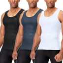 DEVOPS 3 Pack Men's Muscle Dry Fit Compression Tank Top (X-Large, #2 [3 Pack] Black / Charcoal / White)