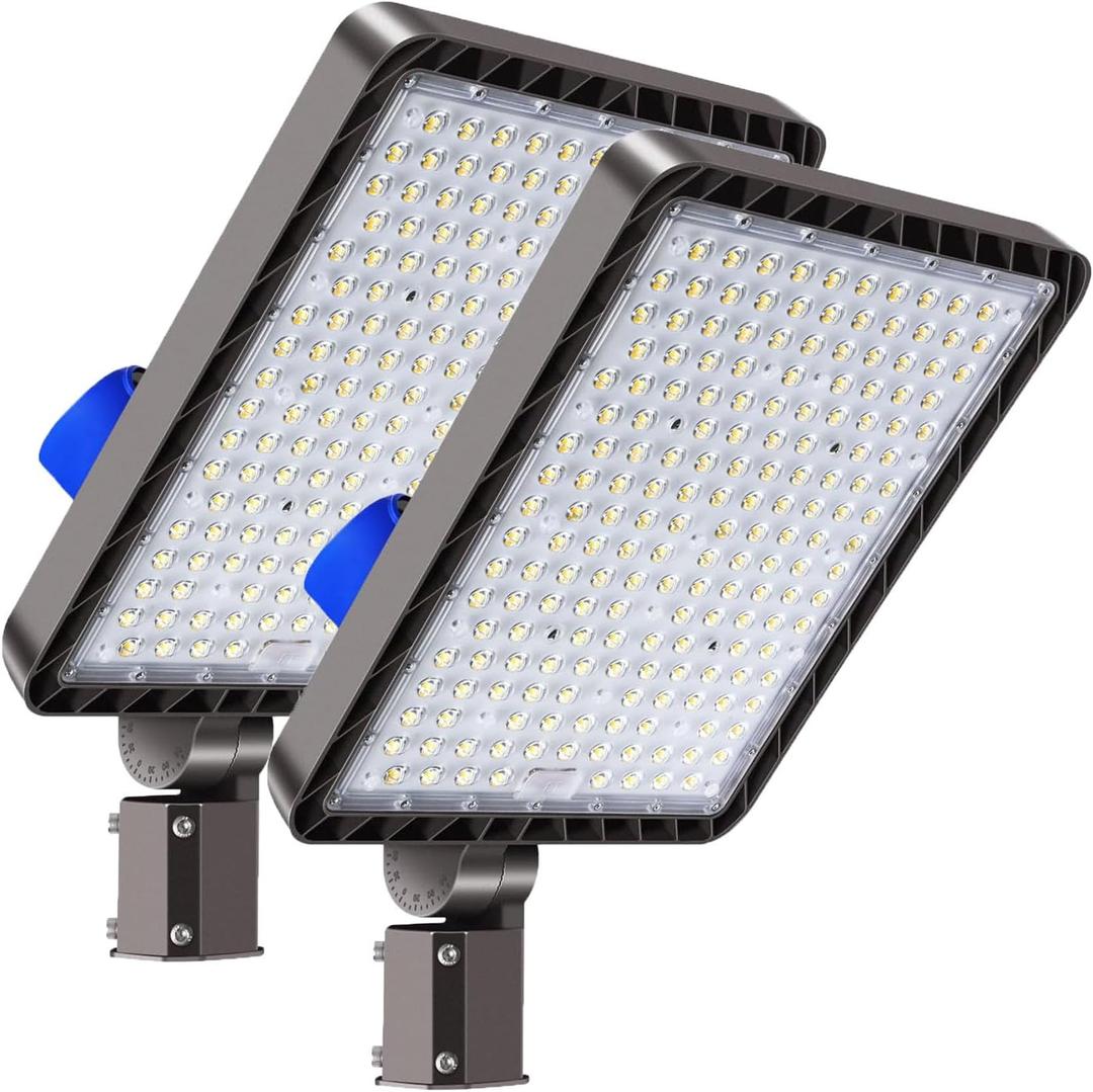 Juyace 480W LED Parking Lot Light Slip Fitter Mount Dusk to Dawn Outdoor Lighting Exterior Flood Commercial Outside IP65 Waterproof 100-277V Security 2 Pack