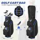 Cart Golf Bag 15 Way Organizer Divider Top Golf Club Bags Lightweight Golf Cart Bags for Men Women with Cooler, Rain Cover
