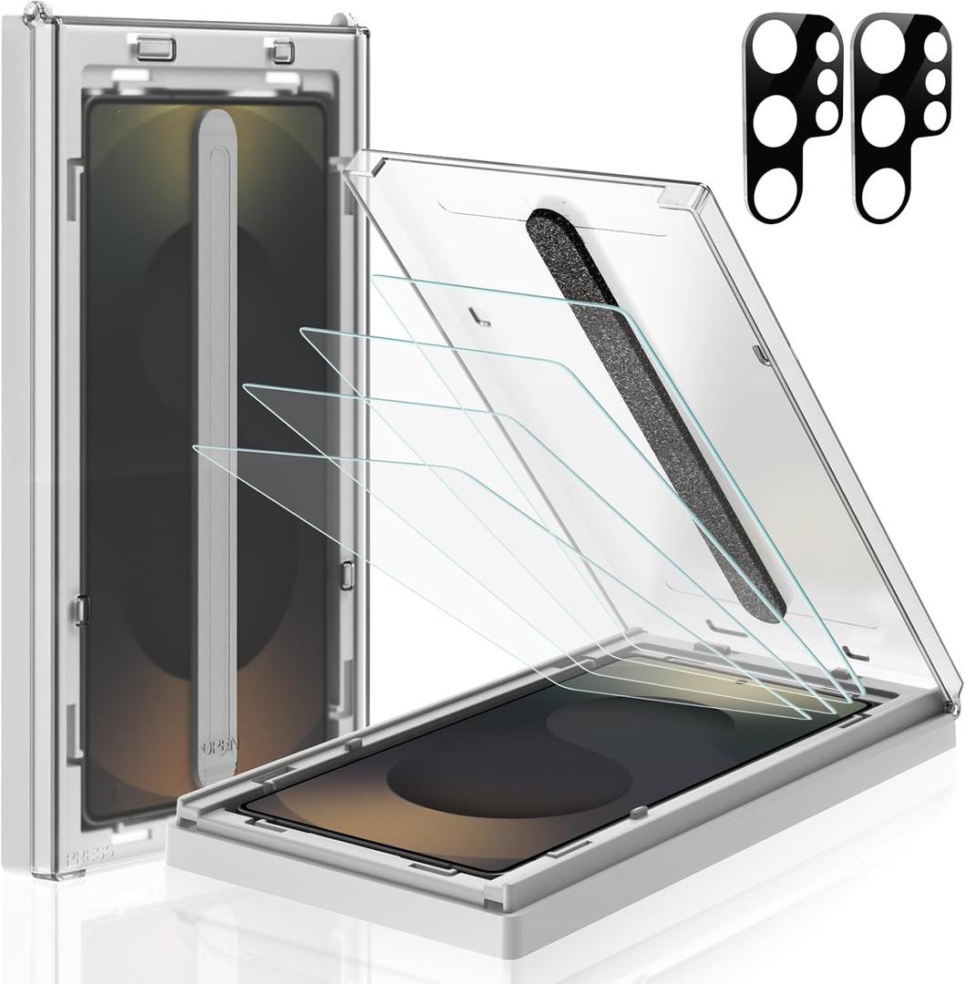 MOHAVE 4 Pack Screen Protector for SAMSUNG Galaxy S25 Ultra 6.9" with 2 Pack Camera Lens Protector [Auto Alignment/Dust Removal] HD Clear Tempered Glass [Military Grade Shatterproof] 100% Ultrasonic Fingerprint ID Unlock