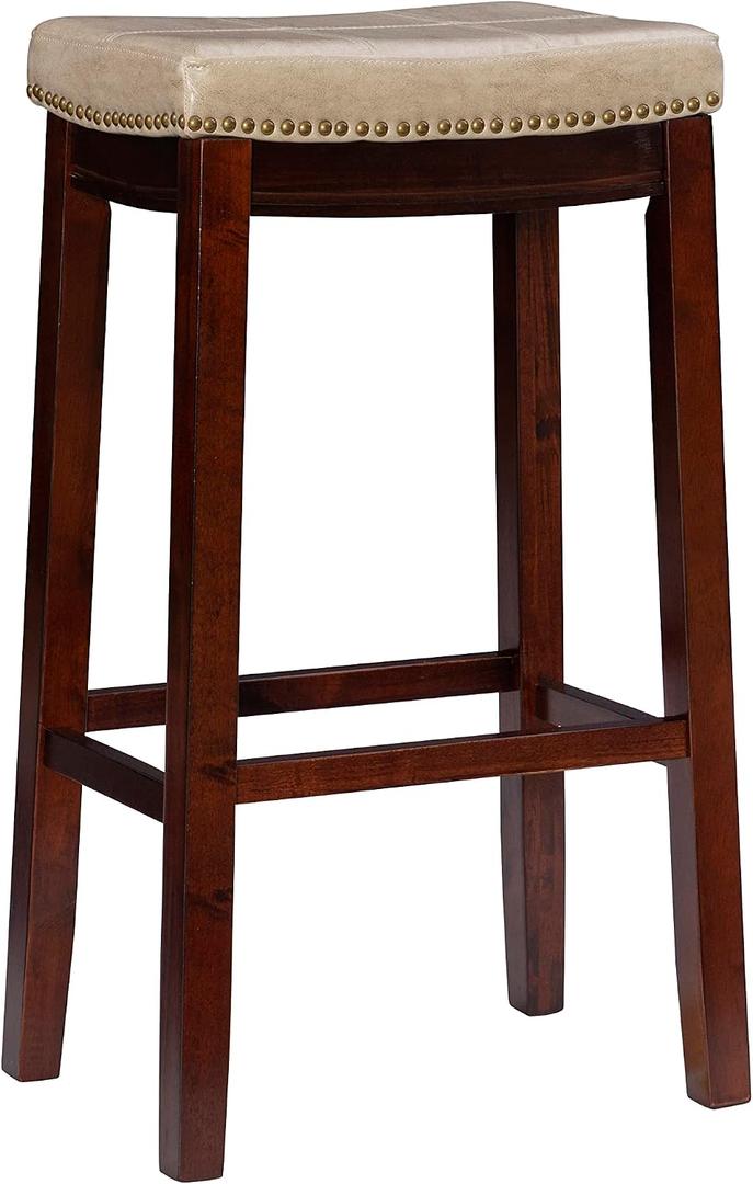 Linon Carson Cream Backless Bar Stool, Off-White, Bar Height