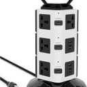 Power Strip Tower with 10 Outlets, 4 USB-A & 2 USB-C Ports, 1875W/15A Heavy Duty Charging Station for Multiple Devices, Plug Tower with 6ft Extension Cord, for Home, Office, Dorm