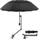 Patio Umbrellas UPF 50+ 360 Adjustable Shade Umbrella, Beach Umbrella with Universal Clamp, Beach Clamp on Umbrella, suitable for Patio, beach chairs, golf carts, wheelchairs, carts, bleachers, camping and fishing (Black 43/Type A)