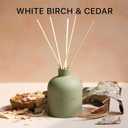 Craft & Kin Reed Diffuser for Home & Bathroom White Birch & Cedar Holiday Reed Diffuser Set with Fragrance Sticks, Long-Lasting Alcohol-Free Winter Scent, Earthenware Collection, 6.7oz