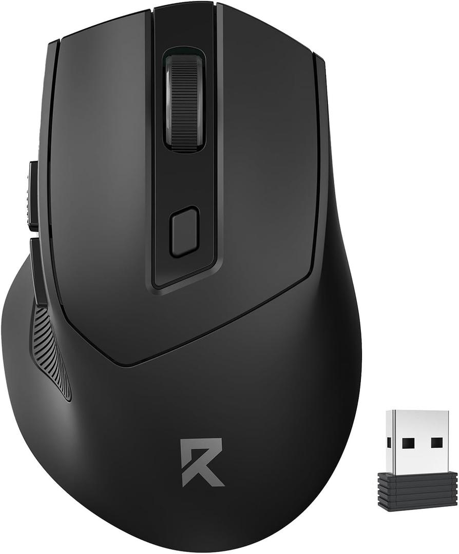 Redragon Wireless Mouse, 2.4GHz Ergonomic Optical Mouse with USB Receiver, 18 Months Battery Life, 5-Level 4000 DPI, 6 Button Computer Mouse for Laptop, Windows, Mac, PC, Chromebook