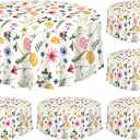 Kinlop 6 Pcs Plastic Round Tea Party Tablecloths 70" Floral Table Cloth Decorative Disposable Outdoor Flower Table Cover Disposable Summer Tabletop for Partys Picnic (Flower,Colorful)