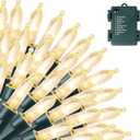 Joliyoou 50 LED Warm White String Lights, 16 Ft Battery Operated Christmas Mini Lights with 8 Lighting Modes, Indoor Outdoor LED Christmas Fairy String Lights with Timer