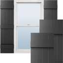 Ekena Millwork Lifetime Vinyl LJ4S14X05500BL Standard Four Board Joined, Board-n-Batten Vinyl Shutters, w/Installation Shutter-Lok's & Matching Screws (Per Pair), 14"W x 55"H, Black