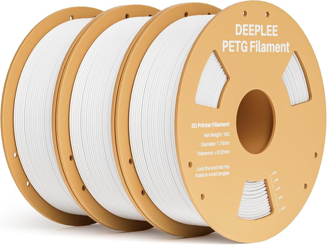 PETG 3D Printer Filament 1.75mm 3KG, Dimensional Accuracy +/- 0.02 mm, High Toughness & Impact Resistance PETG Filament Fits FDM 3D Printers, White