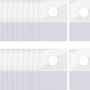 GSHLLO 200 Pcs 23 x 32mm Self Adhesive Hanging Tags Clear Sticky Display Tags Wall Hanging Sticky Tabs Round Hole Sticker Hang Tags Plastic Sticky Hangers for Store Retail