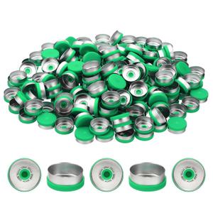 PATIKIL 20mm Flip Off Caps, 200 Pcs Flip Off Caps Flip Off Seals Flip Off Vial Seals Plastic Aluminum Caps Cover for Glass Vial, Green
