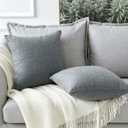 OTOSTAR Linen Throw Pillow Covers Set of 2 Decorative Square Pillowcases Cushion Covers 14x14 Inch for Home Decor Sofa Bedroom Car 35 x 35 CM Dark Grey