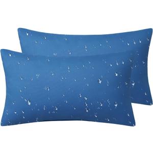 Phantoscope Pack of 2 Premium Dual Usage Outdoor Pillow Inserts, Waterproof Throw Pillows No Cover Needed, Colorful Decorative Couch Sham Cushion Stuffer Patio Couch Tent, Blue 12 x 20 Inches