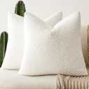 Foindtower Pack of 2, 20 x 20 Inch, Decorative Textured Boucle Throw Pillow Covers Accent Solid Pillow Cases Cozy Soft Couch Cushion Case for Chair Sofa Bedroom Living Room Home Decor, Cream White