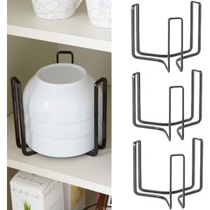 Dinnerware Bowl Plate Holder Fit for 6.5 Inches Diameters Bowl, Metal Bowl Storage Dying Display Rack for Kitchen Drawer, Countertop, Cabinet, Shelf, Cupboard (Black, Small 4PCS)