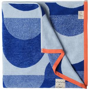 SOFE H&L | Playa Velour Large Beach Towel Pack of 2 (35 x 70) Waves - Blue | Thick, Premium, Fade Resistant, Durable | Luxury Resort Quality Pool Towel, Turkish Beach Towel with Shoulder Strap
