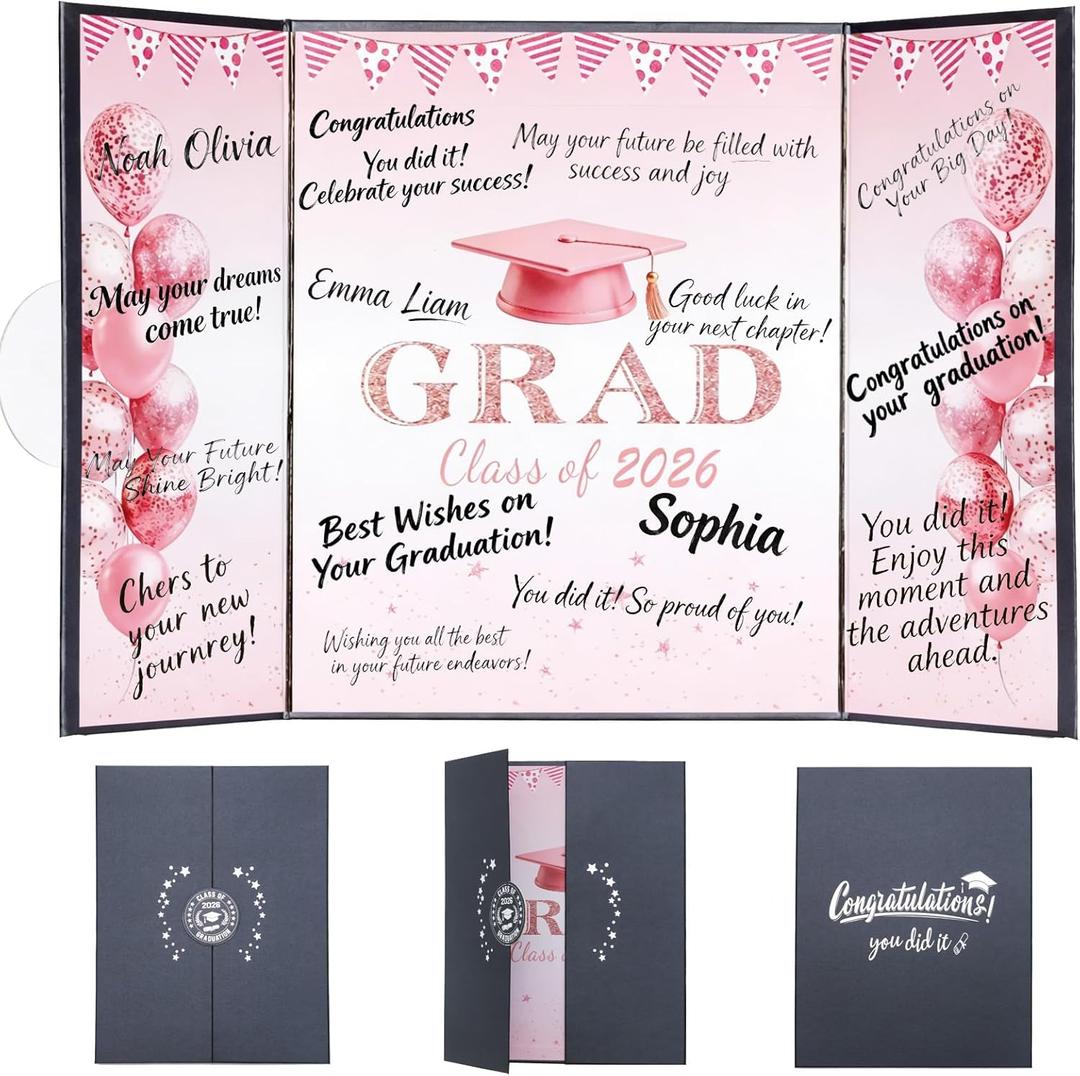Pink Graduation Party Decorations Class of 2026 - Extra Large 22" x 14" Graduation Guest Book to Sign Signature Board for Graduation Gifts Congrats Grad Party Favors Supplies Decor Keepsake