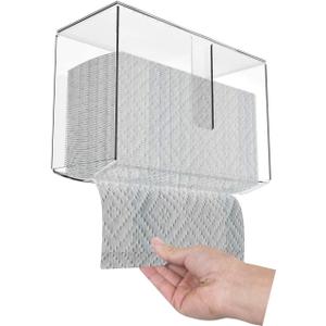 Cq acrylic Wall Mount Paper Towel Dispenser with Lid,Clear Folded Paper Towel Holder for Bathroom Toilet and Kitchen,Suitable for Z-fold, C-fold or Multi-Fold Paper Towels,Pack of 1