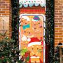 3 x Fancy Land Gingerbread Christmas Door Cover Gingerbread Door Decoration Christmas Front Door Banner for Holiday Xmas Decor Ornament 72 x 30 Inches