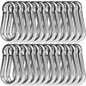 24 Pcs Small Carabiner,1.97 inch Small Spring Snap Hook, Carabiner Clips for Outdoor Camping, Swing, Hammock, Hiking, Fishing, Quick Link Keychain,for Bird Feeders or Dog Leash.M5