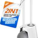 Toilet Plunger and Brush Set, Bowl Brush and Heavy Duty Toilet Plunger with Ventilated Holder, 2-in-1 Toilet Brush and Plunger Combo for 5.3-inch Toilet Drain Bathroom Deeply Cleaning(White & Grey)